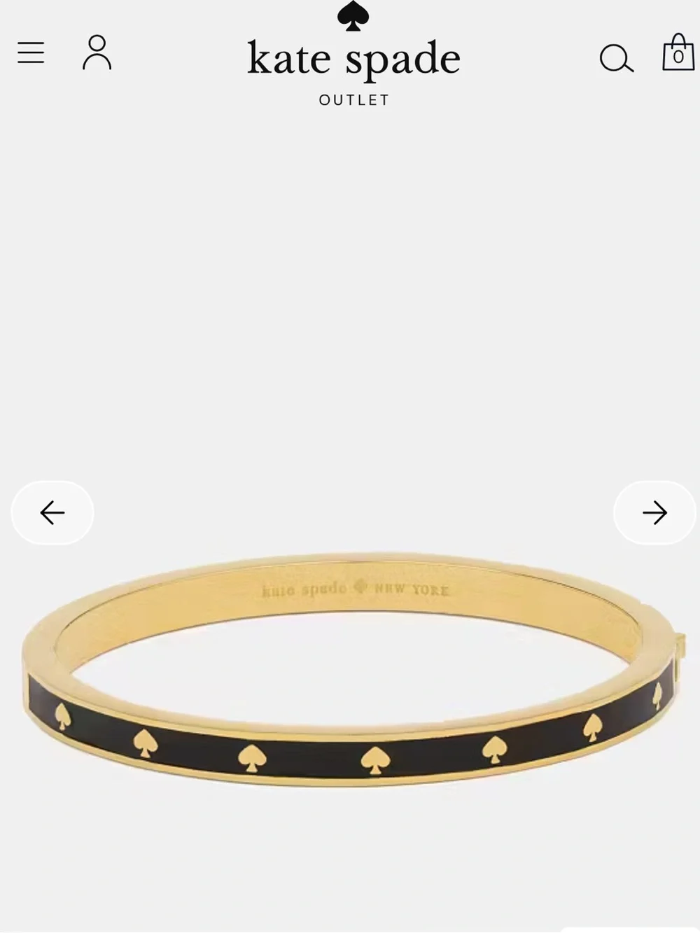 NWT Kate Spade Spot The Spade Enamel Hinged Bangle Black